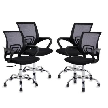 Imagem de Kit 4 Cadeiras De Escritório Preta Diretor Jadel Healer