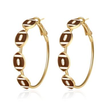 Imagem de Brincos femininos de dia de jogo para futebol, beisebol, basquete, futebol, argola de futebol, joias esportivas, acessórios de roupa de dia de jogo, Zinco, Sem pedra preciosa