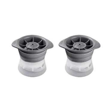 Imagem de Forma de Gelo de Silicone Grande e Redonda - 2 Peças para Freezer - Mo