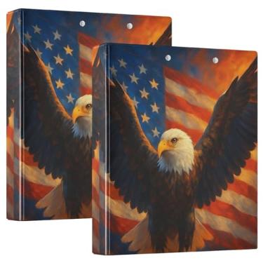 Imagem de Fichário Majestic Bald Eagle Wings Spread com 3 anéis de 3,8 cm, 200 folhas, pastas fofas para cadernos florais redondos para apresentação, 31,5 x 27 x 6 cm, 1 pacote
