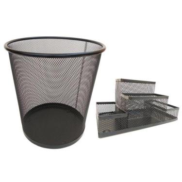 Imagem de Kit Escritório Básico com Organizador de Mesa Porta Caneta Lápis e Lix