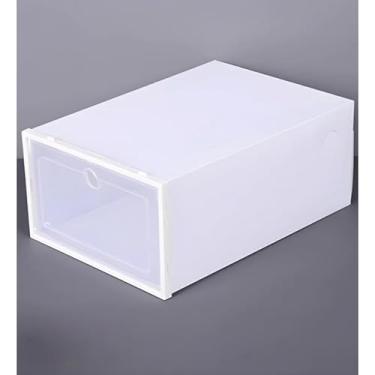 Imagem de Kit Caixas Organizadoras para Sapatos e Tênis Empilháveis com Tampa Flip Transparente(12,BRANCO)
