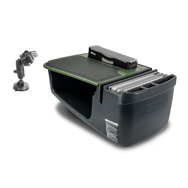 Imagem de AutoExec Mesa de carro Efficiency FileMaster para sua estação de trabalho de veículos e escritório móvel, verde exército, com suporte de telefone de sucção
