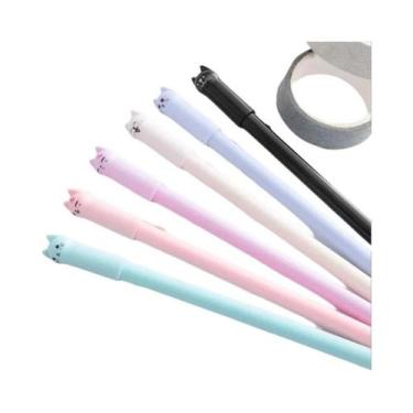 Imagem de 6 peças de papelaria de caneta de gel de gato preto criativo fofo - NO