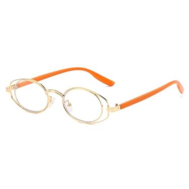 Imagem de Óculos de sol retrô com armação oval dupla em metal, lentes transparentes, estilo punk, para mulheres e homens (laranja dourado)