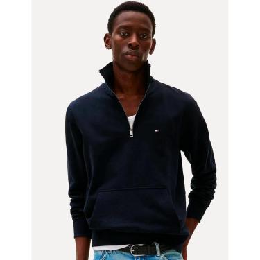 Imagem de Moletom Tommy Hilfiger Masculino Essential Terry Half Zip Azul Marinho Tamanho:P-Masculino
