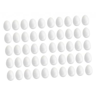 Imagem de Vaveren Ovos de espuma, sem pintura, para artesanato, ovos falsos para decoração de Halloween, educação infantil para meninos e meninas, 7cm 50 Peças