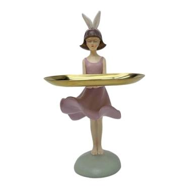 Imagem de Generic Bandeja com estatueta de em resina, organizador de mesa, porta-chaves, porta-joias, porta-anéis e muito mais.