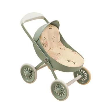 Imagem de Esquirla Carrinho de Bebê em Miniatura para Casa de Bonecas - Brinquedo Decorativo e Criativo para Bonecas BJD 1/12 - Mini Carrinho para Presente de, Verde