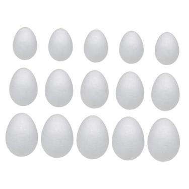 Imagem de Vaveren Ovos de Páscoa de espuma artesanal, ovos brancos sem acabamento para pintura DIY, materiais para artesanato de Natal, atividades escolares feitas à, 15 Peças Sortidas