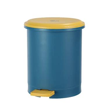 Imagem de Lixeira redonda de 12 L, lixeira, lixeira de plástico, lixeira interna removível, latas de lixo domésticas com tampa para pés, cozinha e escritório