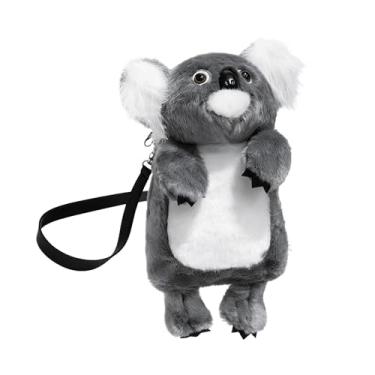 Imagem de Pequena bolsa tiracolo fofa animal de pelúcia bolsa de ombro bolsa de transporte adorável pequena bolsa de telefone novidade carteira de bolso, Coala cinza