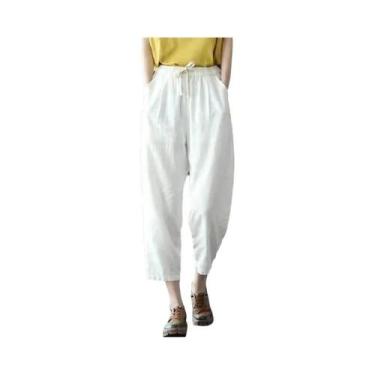 Imagem de Calças Harem Vintage De Cintura Alta Com Cordão Para Mulheres, Estilo 