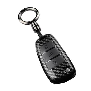 Imagem de Capa de chave de carro de fibra de carbono compatível com Audi A1 A3 A4 8P 8L 8V A5 B6 B7 A6 A7 C5 C6 Q3 Q5 Q7 4F S3 S4 S6 RS3 TT Chaveiro(Carbon SetA)