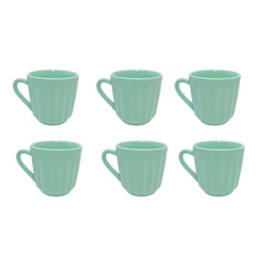 Imagem de Jogo 6 Xícaras Caneca De Porcelana 150ml Alta (Verde)