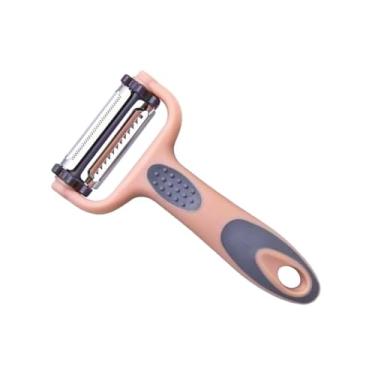 Imagem de Descascador Manual 3 em 1 para Legumes e Frutas - Multifuncional com 3 Lâminas de Aço Inox Rápido e Fácil de Usar e Limpar (ROSA)