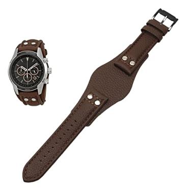 Imagem de KAPPDE Pulseira de couro genuíno para Fossil CH2592 CH2564 CH2565 CH2891CH3051 pulseira de 22 mm pulseira de bandeja masculina com estilo rebite (cor: marrom preto, tamanho: 20 mm)