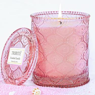 Imagem de Vela perfumada Pink Beach Sands em vidro, melão e osmanthus velas de soja natural para casa perfumada, presente de dia dos namorados para mulheres, tempo de queima de 60 horas, amigos, família