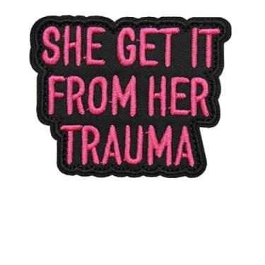 Imagem de OFC-P She Get It from Her Trauma Patch, adesivos militares táticos bordados meme engraçados - Fecho de