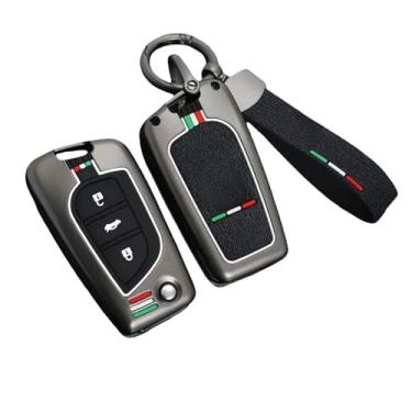 Imagem de Capa de chave compatível com toyota, projetada especificamente, compatível com corolla camry rav4 azeal hanlan leeding, acessórios automotivos(Type B three-key folding (cool gun) with hand rope)
