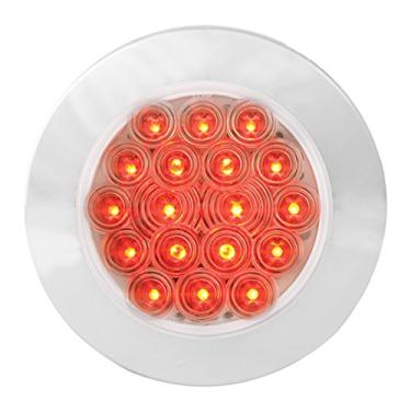 Imagem de Luz LED Grand General 75903 (montagem de flange redonda de 10 cm vermelha 18 com lente transparente e moldura cromada torcida)