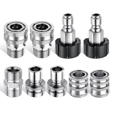 Imagem de Senlinyu Adaptador de mangueira de lavadora de pressão, conexão rápida M22-14 mm a 3/8, 5000 PSI, aço inoxidável, para pistolas de lavadora de pressão mangueiras bombas (M22-15 mm a 3/8)