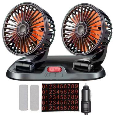 Imagem de Ventilador Duplo Veicular Carro Automotivo 12V Van Kombi Verao Calor Dias Quentes Sol  2 Velocidades