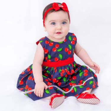 Imagem de Vestido de Bebê Menina Infantil Florido Algodão Mundo Nina, G ( 6 - 12