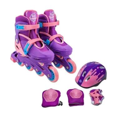 Imagem de Patins Infantil Com Kit De Proteção Violeta