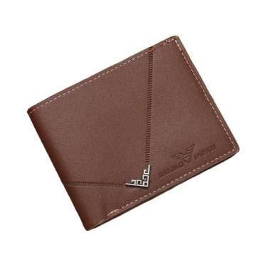 Imagem de Carteira Curta De Couro Masculina Com Múltiplos Compartimentos Para Ca