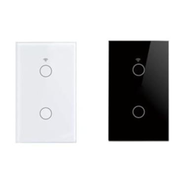 Imagem de Interruptor inteligente sensível ao toque com WiFi – Opções de 2/3/4 vias disponíveis, adequado para residências e escritórios (branco,2 entrada)