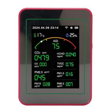 Imagem de Fabater Temporizador de Temperatura e Umidade, Testador de Qualidade do Ar, Longa Duração, Co2, Tvoc, Hcho, Wi-fi, Detector para Monitoramento Remoto Em Quartos (Tipo 2)