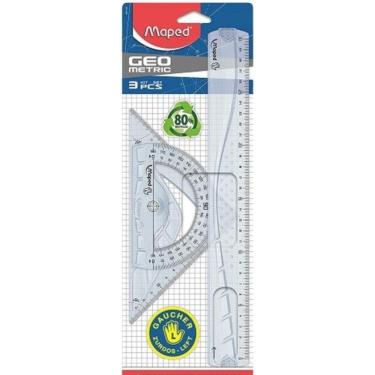 Imagem de Kit Regua Esquadro E Transferidor Para Canhoto 3 Pcs Maped