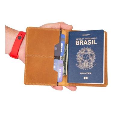 Imagem de Porta Passaporte Documentos Cartões Cédulas Couro Bovino - Ello Griff,