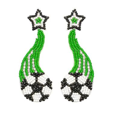 Imagem de Brincos de Dia de Jogo para Mulheres com Contas Futebol Tênis Voleibol Futebol Amante de Esportes Brincos Pendentes Divertidos Jogos de Bola Brincos Pendentes Esportivos Presente de Festa para