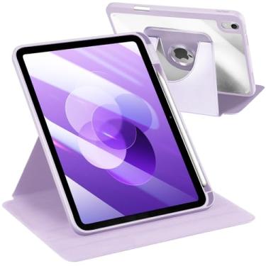 Imagem de Fintie Capa giratória de 360 graus para iPad Mini 7 (A17 Pro, 7ª geração) 2024 / iPad Mini 6 (6ª geração) 8,3 polegadas - Suporte protetor giratório transparente com suporte para lápis (roxa)
