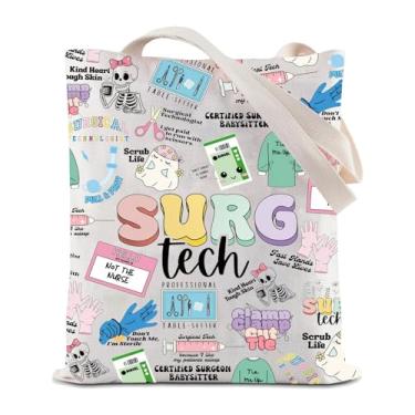 Imagem de JYTAPP Surg Tech Tote Bag Surgical Technician Appreciation Gift Surgical Technology Week Shoulder Bag Thank You Gifts, Bege
