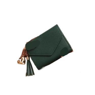 Imagem de Mini carteira de borla feminina pequena carteira feminina curta bolsa adorável carteira feminina pequena para mulheres, Verde, One Size