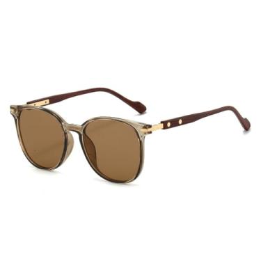 Imagem de Óculos de Sol UV400 - Estampa Leopardo Degradê Redondo com Unhas de Arroz para Homens e Mulheres, Esportes ao Ar Livre, Corrida e Ciclismo, Marrom Claro