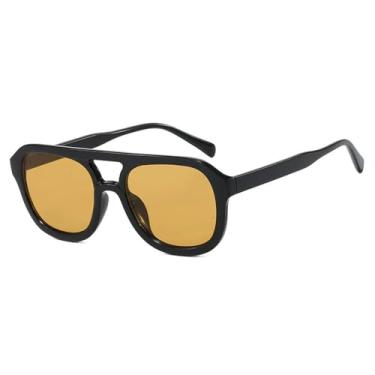 Imagem de Óculos de Sol Feminino Punk com Ponte Dupla e Proteção UV400 para Esportes ao Ar Livre, Corrida e Ciclismo, Preto e Laranja