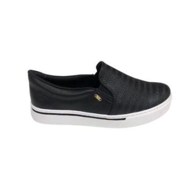 Imagem de Tênis Casual Via Marte Slip On Preto Com Solado Branco Estilo e Conforto-Feminino