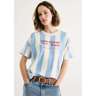 Imagem de Camiseta Feminina Listrada Em Malha de Algodão-Feminino