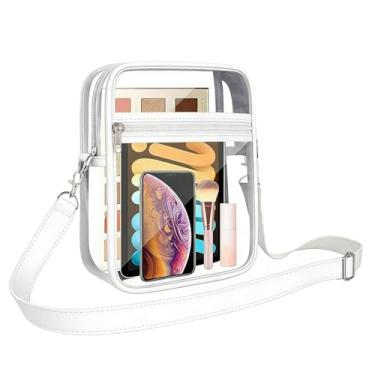 Imagem de Bolsa de ombro diagonal de praia à prova d'água portátil de PVC transparente, Branco