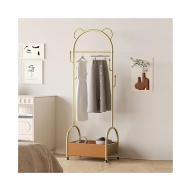 Imagem de Cabideiro de chão para quarto de corredor móvel cesta de roupas sujas para casa cabide de roupas de alta qualidade cabide de chapéu (ouro)