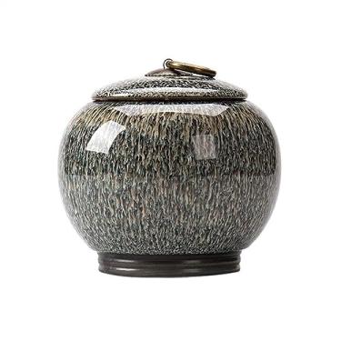 Imagem de Recipiente de armazenamento de chá, troca de forno, vasilha de chá, cerâmica, armazenamento médio, selado, verde, preto, folha, vasilha de chá, conjunto de chá fresco, lata de chá (amarelo)