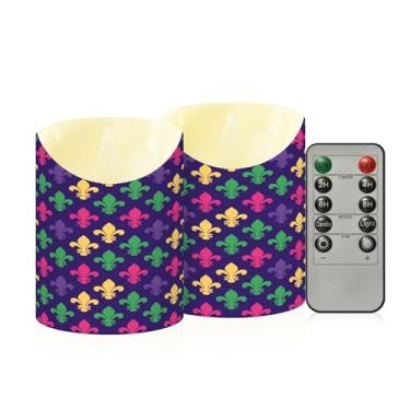 Imagem de Wassud Pacote com 2 velas florais sem chama de carnaval com controle remoto, velas realistas cintilantes com temporizador, velas decorativas para Natal, casamento, festa, decoração de casa, pequenas