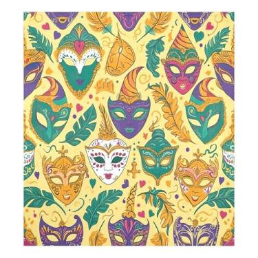 Imagem de Blueangle Capa de ímã de lava-louças padrão de máscaras de carnaval, decoração de capa de lava-louças frontal, adesivos de eletrodomésticos, adesivos de eletrodomésticos, 58 cm C x 66 cm adesivo