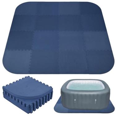 Imagem de ISXACFF Tapete para banheira de hidromassagem de 85 x 85 polegadas, almofada inflável grande de 1,27 cm de espessura, enchimento de espuma vinílica acetinada, base interna e externa, protetor