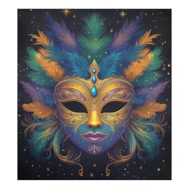 Imagem de Blueangle Máscara colorida de carnaval para lava-louças, capa frontal para lava-louças, adesivos de eletrodomésticos, adesivos de eletrodomésticos, 58 cm C x 66 cm, adesivo magnético decorativo (55)