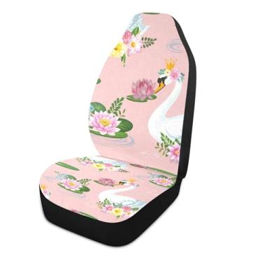 Imagem de xigua Capas de assento de carro frontais universais elegantes cisnes 1 pacote, capas protetoras de assento de carro respiráveis para decoração de interiores automotivos, SUV, carros automotivos